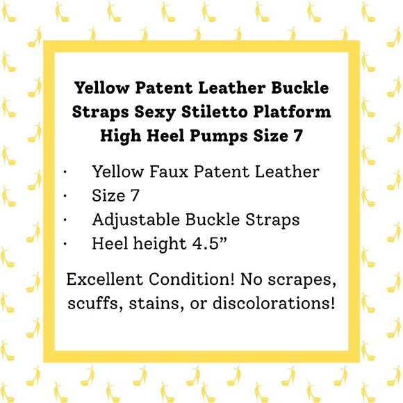 Yellow Patent Leather Buckle Straps Sexy Stiletto Platform High Heel Pumps Sz 7 - Picture 8 of 8
